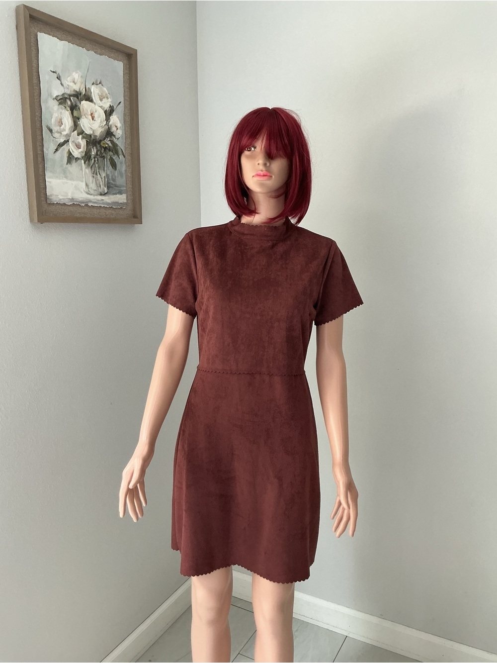 Altar'd State Rust Brown Suede-Look Mini Dress
